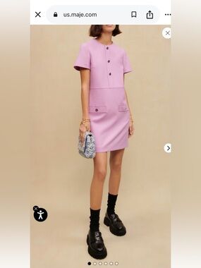 Maje Pink Short Sleeve Shift Dress size 36